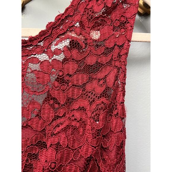 Davids Bridal Bridesmaid Dress Womens 2‎ Red Lace Bodice Chiffon Maxi F19328 - Picture 5 of 9